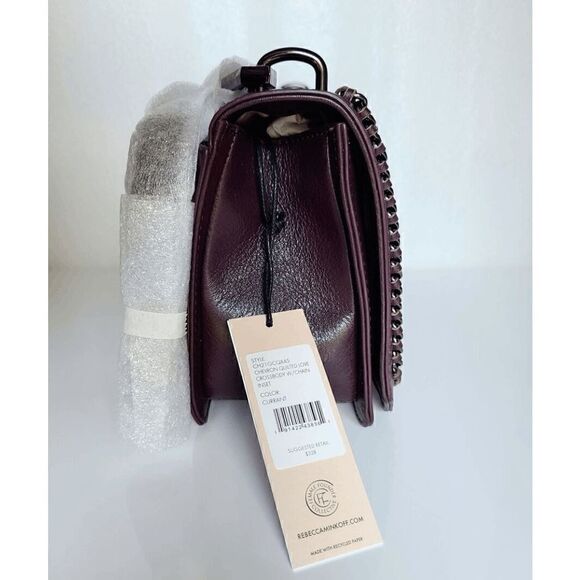 NWT $328 REBECCA MINKOFF Chevron Quilted Love Crossbody Handbag w/Chain Inset - Picture 9 of 13